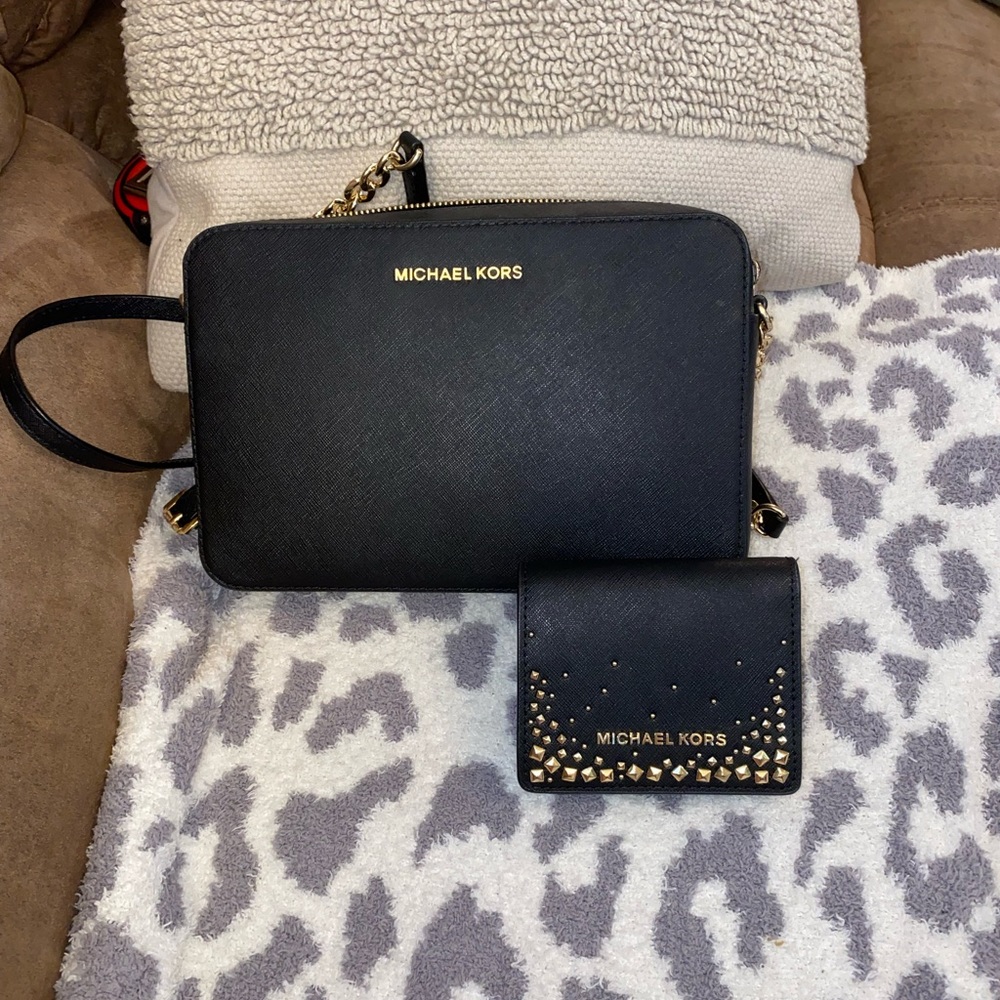 MK Jet Set Crossbody + Studded Wallet